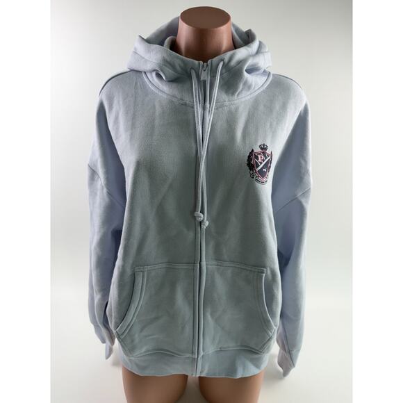Victoria's Secret PINK Long Sleeve Full Zip Hoodie Ice Blue Sweatshirt  Size M - Picture 1 of 11